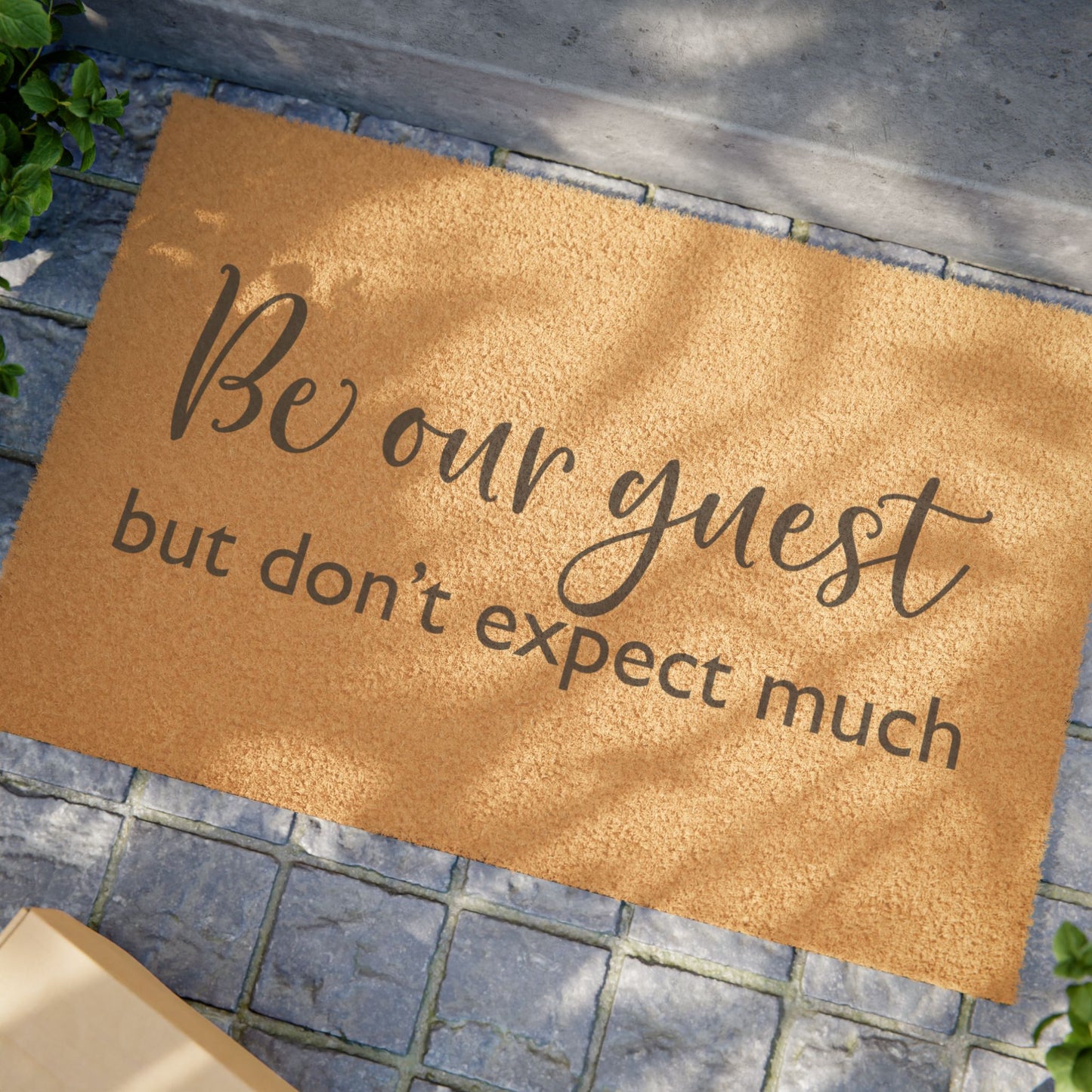 Be Our Guest Doormat – Funny Welcome Coir Mat (“Be our guest but don’t expect much”)