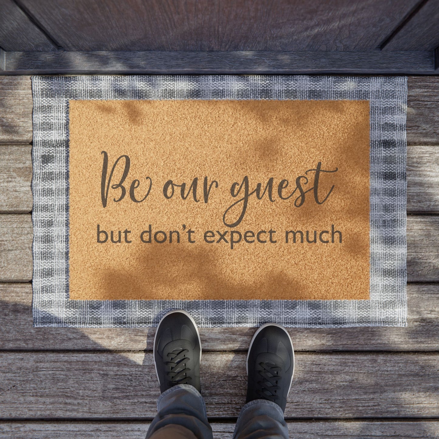 Be Our Guest Doormat – Funny Welcome Coir Mat (“Be our guest but don’t expect much”)